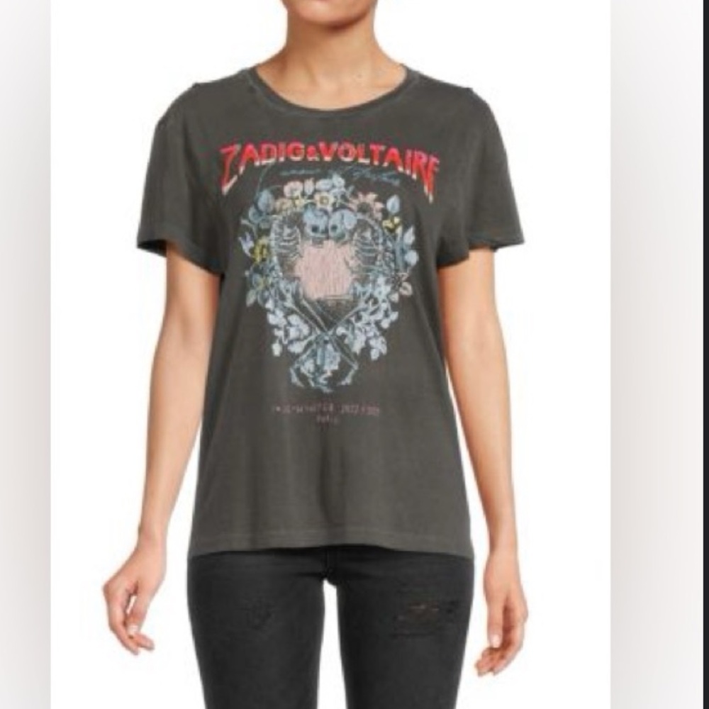 Zadig & Voltaire Charcoal Graphic Tee with Red Logo
